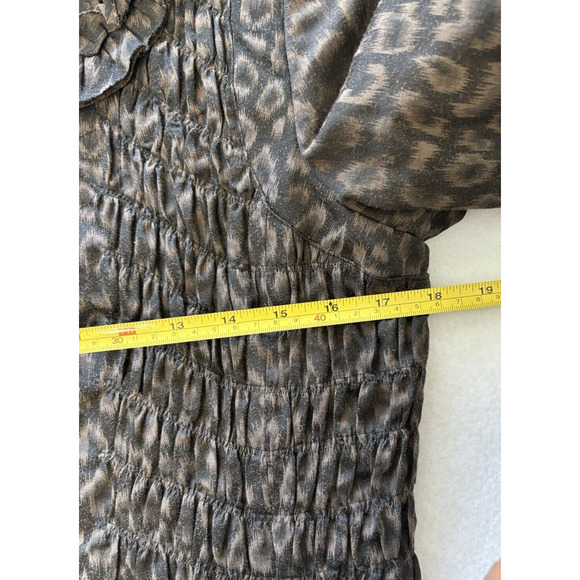 Tahari Jacket Womens Sz 8 Leopard Print Blazer Animal Print Ruffle‎ Neck Coat - Picture 4 of 7